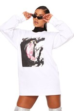 I Saw it First - Ladies White Animal Graphic Oversized Sweater Dress