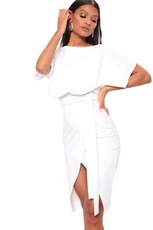 I Saw it First - Ladies White Belted Midi Dress