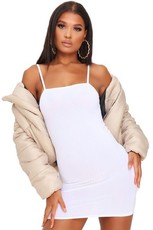 I Saw it First - Ladies White Cami Ribbed Mini Dress