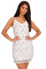 I Saw it First - Ladies White Cami Sequin Tassel Dress