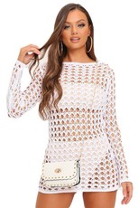 I Saw it First - Ladies White Crochet Slash Neck Dress