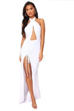 I Saw it First - Ladies White Double Layer Slinky Cross Front Cut Out Dress