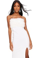 I Saw it First - Ladies White Feather Top Bandeau Maxi Dress