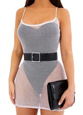 I Saw it First - Ladies White Glitter Mesh Cami Bodycon Dress