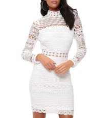 I Saw it First - Ladies White High Neck Crochet Lace Dress