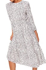 I Saw it First - Ladies White Polka Dot Frill Hem Midi Dress