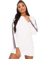 I Saw it First - Ladies White Stripe Sleeve Sweater Dress