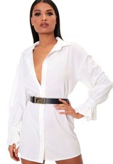 I Saw it First - Ladies White Tie Sleeve Shirt Dress