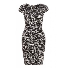 Quiz Ladies Black and White Zebra Bodycon Dress - Black