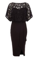 Quiz Ladies Black Lace Batwing Midi Dress - Black