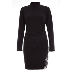 Quiz Ladies Black Lace Insert Bodycon Dress