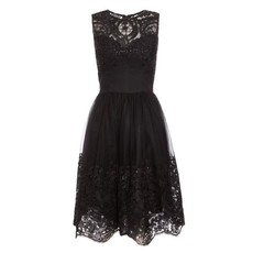 Quiz Ladies Black Sequin Embroidered Sweetheart Midi Dress