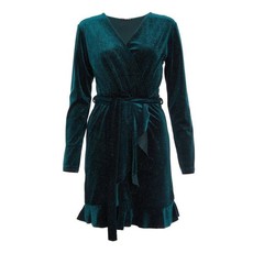 Quiz Ladies Black Velvet Glitter Wrap Dress