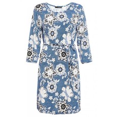 Quiz Ladies Blue And White Floral 3/4 Sleeve Dress - Blue