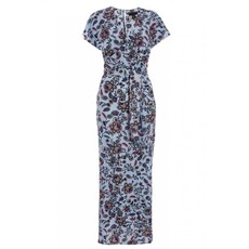 Quiz Ladies Blue Floral Print V Neck Split Maxi Dress - Pale Blue