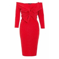 Quiz Ladies Bow Front Midi Dress - Red