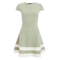 Quiz Ladies Cap Sleeve Skater Dress - Sage