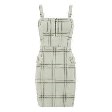 Quiz Ladies Check Pinafore Dress - Sage