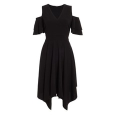 Quiz Ladies Cold Shoulder Midi Dress - Black