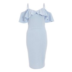 Quiz Ladies Cold Shoulder Midi Dress - Light Blue