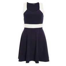 Quiz Ladies Contrast Skater Dress - Navy