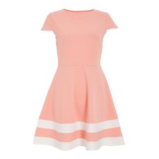 Quiz Ladies Coral Cap Sleeve Skater Dress