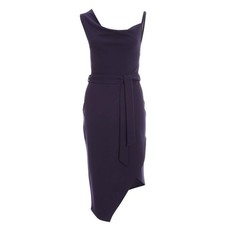 Quiz Ladies Cowl Neck Asymmetric Dress - Navy