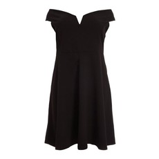 Quiz Ladies Curve Bardot Dip Hem Dress - Black