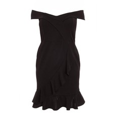 Quiz Ladies Curve Bardot Frill Dress - Black