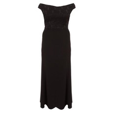 Quiz Ladies Curve Bardot Maxi Dress - Black