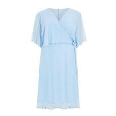 Quiz Ladies Curve Blue Chiffon Dip Hem Dress