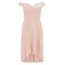 Quiz Ladies Curve Dip Hem Dress - Blush Pink