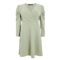 Quiz Ladies Curve Green Dip Hem Dress