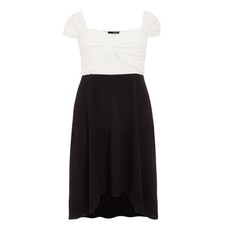 Quiz Ladies Curve Knot Front Dress - Black