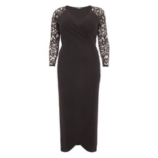 Quiz Ladies Curve Lace Maxi Dress - Black