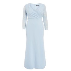 Quiz Ladies Curve Lace Maxi Dress - Light Blue