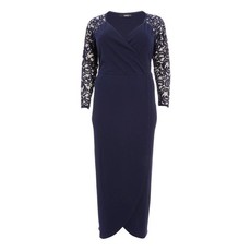 Quiz Ladies Curve Lace Maxi Dress - Navy