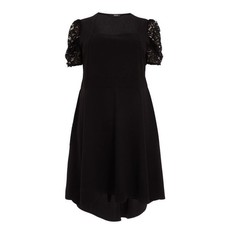 Quiz Ladies Curve Lace Sleeve Dress - Black