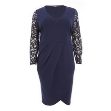 Quiz Ladies Curve Lace Wrap Dress - Navy