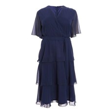 Quiz Ladies Curve Navy Chiffon Midi Dress