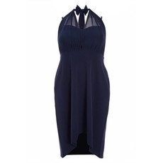 Quiz Ladies Curve Navy Mesh Halterneck Dress