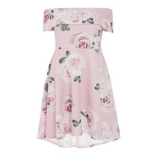 Quiz Ladies Curve Pink Floral Bardot Dress