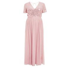 Quiz Ladies Curve Pink Sequin Maxi Dress