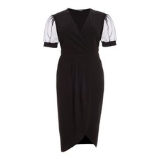 Quiz Ladies Curve Puff Sleeve Midi Dress - Black