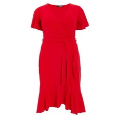 Quiz Ladies Curve Red Wrap Midi Dress