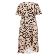 Quiz Ladies Curve Satin Leopard Midi Dress