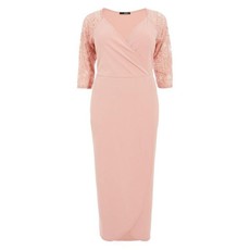 Quiz Ladies Curve Wrap Maxi Dress - Blush Pink