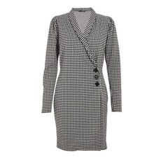 Quiz Ladies Dog Tooth Blazer Dress - Black