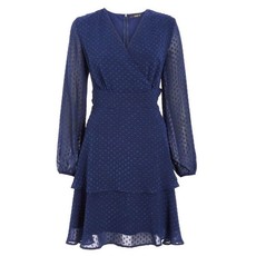 Quiz Ladies Double Layer Wrap Dress - Navy