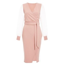 Quiz Ladies Dusky Pink Wrap Midi Dress